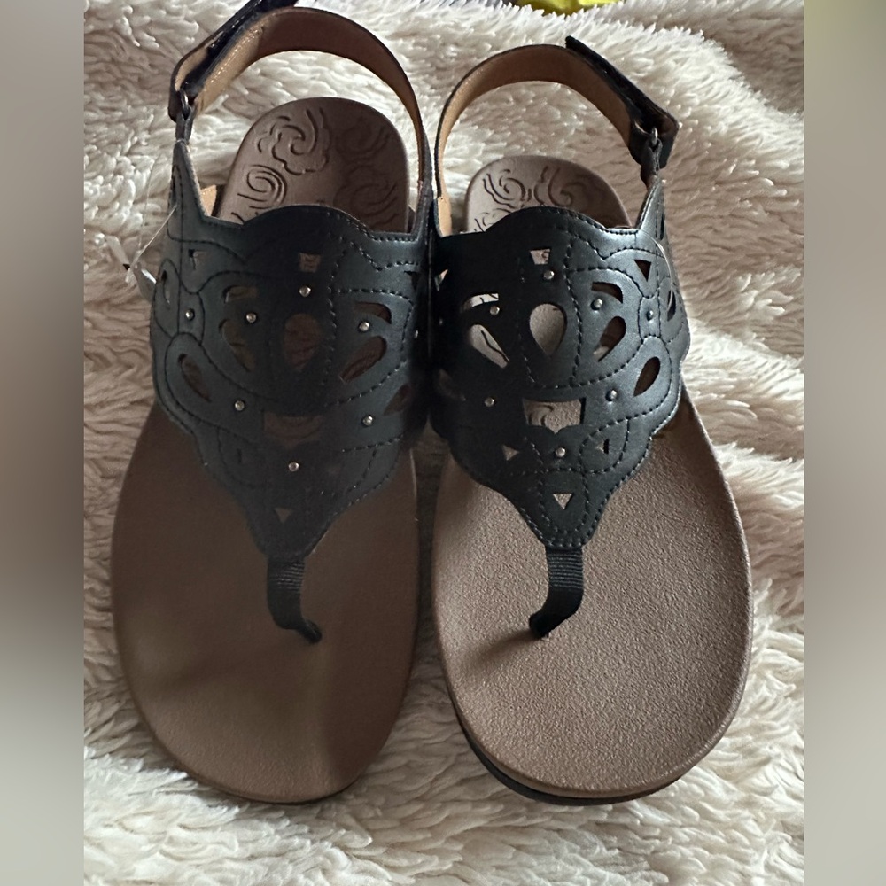 ROCKPORT size 9.5 women's Black Ridge Slingback Leather Sandals NEW - Picture 15 of 16